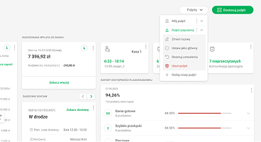 Menu zarządzania pulpitami w Cyberstore z opcjami zmiany nazwy i ustawienia pulpitu jako domyślnego